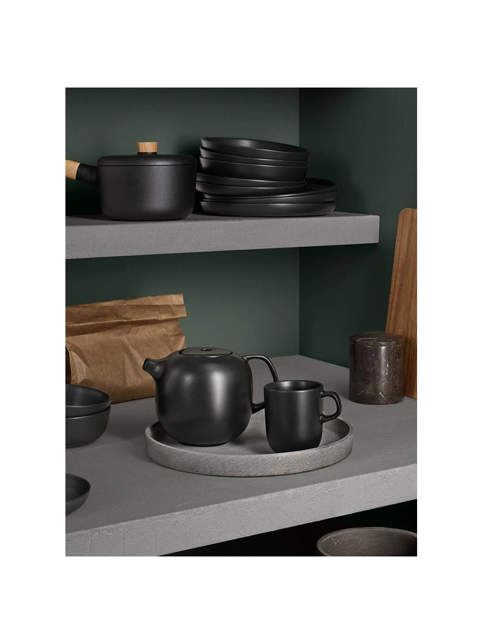 Eva Solo Frühstücksteller Nordic Kitchen aus Steingut in Schwarz matt, 4 Stück, Ø 21 cm 2 Eva Solo Frühstücksteller Nordic Kitchen aus Steingut in Schwarz matt, 4 Stück, Ø 21 cm – Bild 2