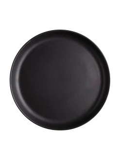Eva Solo Frühstücksteller Nordic Kitchen aus Steingut in Schwarz matt, 4 Stück, Ø 21 cm
