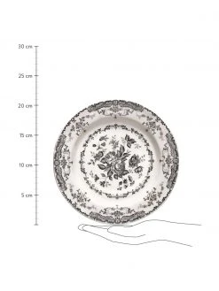 Bitossi Home Frühstücksteller Rose mit Blumenmuster in Weiß/Schwarz, 2 Stück , Ø 21 x 1 cm -Küche Geschäft Fruhstucksteller Rose mit Blumenmuster in WeissSchwarz 2 Stuck 2