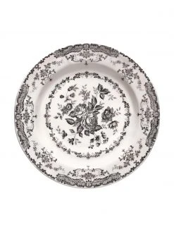 Bitossi Home Frühstücksteller Rose mit Blumenmuster in Weiß/Schwarz, 2 Stück , Ø 21 x 1 cm -Küche Geschäft Fruhstucksteller Rose mit Blumenmuster in WeissSchwarz 2 Stuck 3