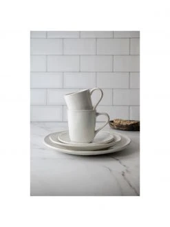 Dutch Rose Frühstücksteller White Organic aus Steingut in Weiß, 4 Stück, Ø 22 x H 3 cm -Küche Geschäft Fruhstucksteller White Organic aus Steingut in Weiss 4 Stuck 2