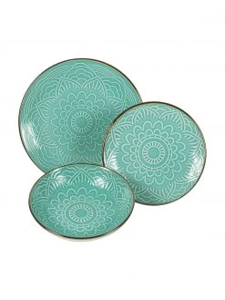 Villa D'Este Home Tivoli Geschirr-Set Baku mit Ornament-Relief, 6 Personen (18-tlg.), Set mit verschiedenen Größen