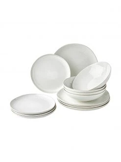 Westwing Collection Geschirr-Set Gemma aus Steingut mit reaktiver Glasur, 4 Personen (12-tlg.), Set mit verschiedenen Größen