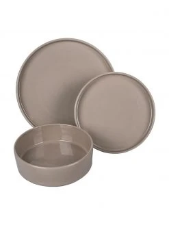 Villa D'Este Home Tivoli Geschirr-Set Gourment aus Steingut in Dunkelbeige, 4 Personen (12-tlg.), Set mit verschiedenen Größen