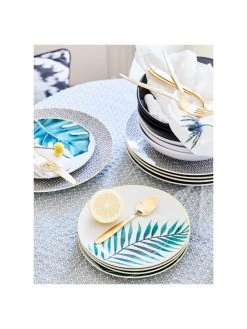 Villa D'Este Home Tivoli Geschirr-Set Urban Jungle mit tropischem Design, 6 Personen (18-tlg.), Set mit verschiedenen Größen -Küche Geschäft Geschirr Set Urban Jungle mit tropischem Design 6 Personen 18 tlg 2