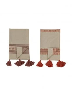Bloomingville Gestreifte Geschirrtücher Dali aus Baumwolle mit Quasten, 2-er Set, B 45 x L 70 cm -Küche Geschäft Gestreifte Geschirrtucher Dali aus Baumwolle mit Quasten 2 er Set 2