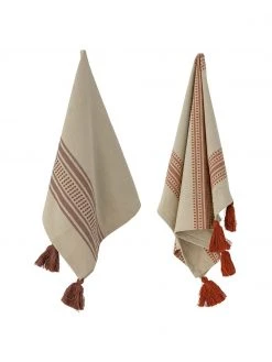 Bloomingville Gestreifte Geschirrtücher Dali aus Baumwolle mit Quasten, 2-er Set, B 45 x L 70 cm -Küche Geschäft Gestreifte Geschirrtucher Dali aus Baumwolle mit Quasten 2 er Set 4