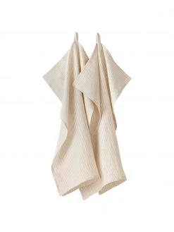 Jotex Gestreifte Leinen-Geschirrtücher Alina in Beige/Cremeweiß, 2 Stück, B 50 x L 70 cm