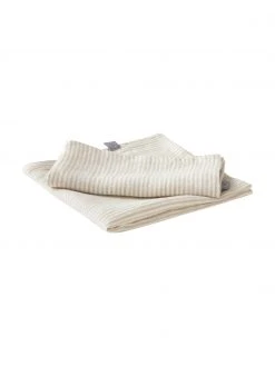 Jotex Gestreifte Leinen-Servietten Alina in Beige/Cremeweiß, 2 Stück, B 45 x L 45 cm