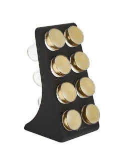 Gewürzregal Master Class mit Gewürzdosen in Schwarz/Gold, 9-tlg., B 13 x H 26 cm