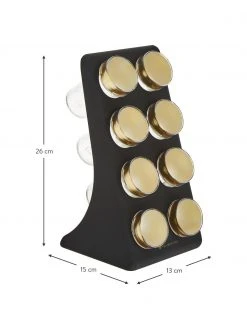 Gew&uuml;rzregal Master Class mit Gew&uuml;rzdosen in Schwarz/Gold, 9-tlg., B 13 x H 26 cm -Küche Geschäft Gewurzregal Master Class mit Gewurzdosen in SchwarzGold 9 tlg 3
