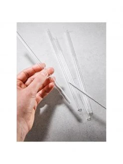 BUTLERS Glas-Strohhalme Long Drink mit Bürste, 4er-Set, L 20 cm -Küche Geschäft Glas Strohhalme Long Drink mit Burste 4er Set 3