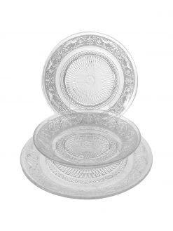 Villa D'Este Home Tivoli Glas-Tafelservice Imperial mit Relief, 6 Personen (18-tlg.), Set mit verschiedenen Größen