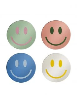 &k amsterdam Glas-Untersetzer Smile, 4-er Set, Ø 10 cm