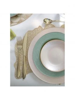 Goldene Kunststoff-Tischsets Ginkgo in Blattform, 2 Stück, B 30 x L 44 cm -Küche Geschäft Goldene Kunststoff Tischsets Ginkgo in Blattform 2 Stuck 2