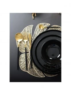 Goldene Kunststoff-Tischsets Leaf in Blattform, 2 Stück, B 33 x L 40 cm -Küche Geschäft Goldene Kunststoff Tischsets Leaf in Blattform 2 Stuck 3