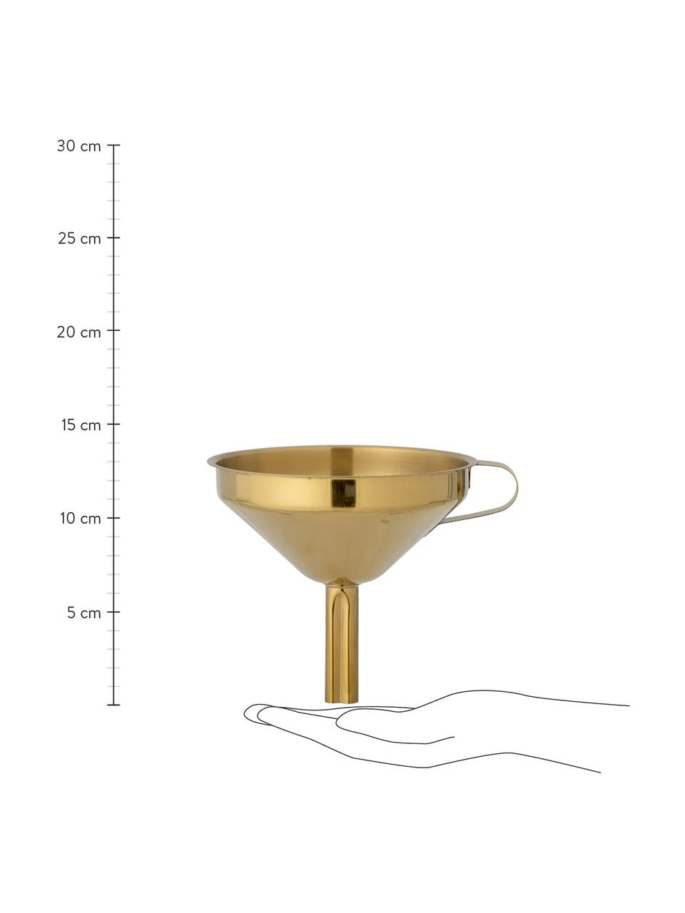 Goldfarbener Trichter Finya, Edelstahl, beschichtet Der Trichter ist aus Edelstahl gefertigt. Somit ist es langlebig, rostet nicht und ist resistent gegen Bakterien. Zudem ist es spülmaschinenfest, farbecht, pflegeleicht, geschmacksneutral und säurebeständig., Goldfarben, Ø 15 x H 13 cm Bloomingville Goldfarbener Trichter Finya, Ø 15 x H 13 cm -Küche Geschäft Goldfarbener Trichter Finya 1