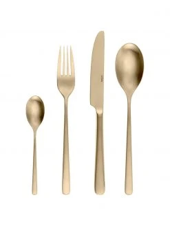 Goldfarbenes Besteck-Set Anemone, 4 Personen (16-tlg.), Set in verschiedenen Größen