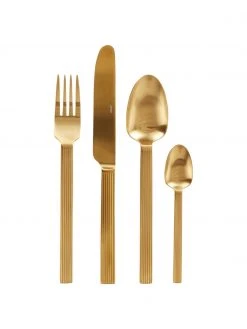 Jotex Goldfarbenes Besteck-Set Lexi mit Rillenstruktur am Griff, 6 Personen (24-tlg.)