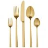 Westwing Collection Goldfarbenes Besteck-Set Shine matt geb&uuml;rstet, in verschiedenen Setgr&ouml;&szlig;en, 1 Person (5-tlg.)
