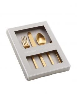 Westwing Collection Goldfarbenes Besteck-Set Shine matt geb&uuml;rstet, in verschiedenen Setgr&ouml;&szlig;en, 1 Person (5-tlg.) -Küche Geschäft Goldfarbenes Besteck Set Shine matt geburstet in verschiedenen Setgrossen 3