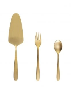 Goldfarbenes Kuchenbesteck-Set Tulip, 6 Personen (13-tlg.), Set in verschiedenen Größen