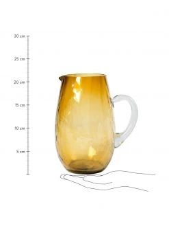 Broste Copenhagen Gro&szlig;er mundgeblasener Krug Hammered mit geh&auml;mmerter Oberfl&auml;che, 2 L, Ø 14 x H 22 cm, 2 L -Küche Geschäft Grosser mundgeblasener Krug Hammered mit gehammerter Oberflache 2 L 2