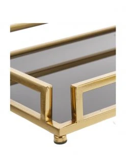 Nordal Großes Deko-Tablett Traika in Gold mit schwarzer Ablagefläche, B 50 x T 26 cm -Küche Geschäft Grosses Deko Tablett Traika in Gold mit schwarzer Ablageflache 4