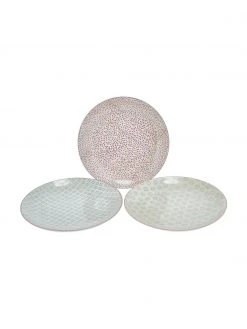 Bloomingville Handbemalte Speiseteller Patrizia mit verspieltem Muster, 3er-Set, Ø 25 cm -Küche Geschäft Handbemalte Speiseteller Patrizia mit verspieltem Muster 3er Set 5