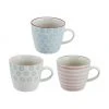Bloomingville Handbemalte Tassen Patrizia mit verspieltem Muster, 3er-Set, Ø 10 x H 8 cm, 300 ml