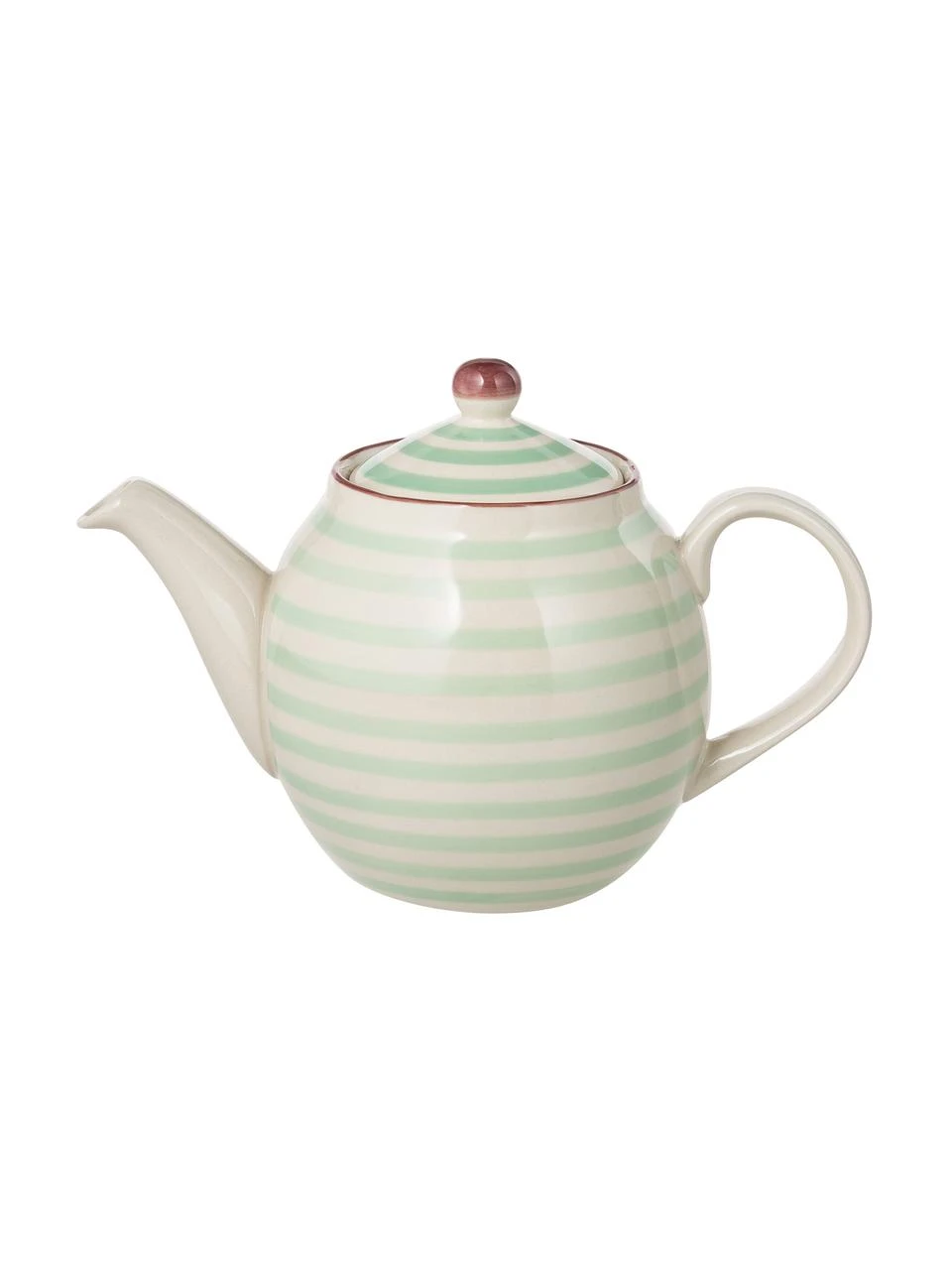 Handbemalte Teekanne Patrizia mit verspieltem Muster, 1.2 L, Steingut, Außen: Grün, Creme, Violett Innen: Creme, 1.2 L Bloomingville Handbemalte Teekanne Patrizia mit verspieltem Muster, 1.2 L -Küche Geschäft Handbemalte Teekanne Patrizia mit verspieltem Muster 12 L