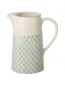Bloomingville Handbemalter Steingut Wasserkrug Patrizia mit verspieltem Muster, 2 L