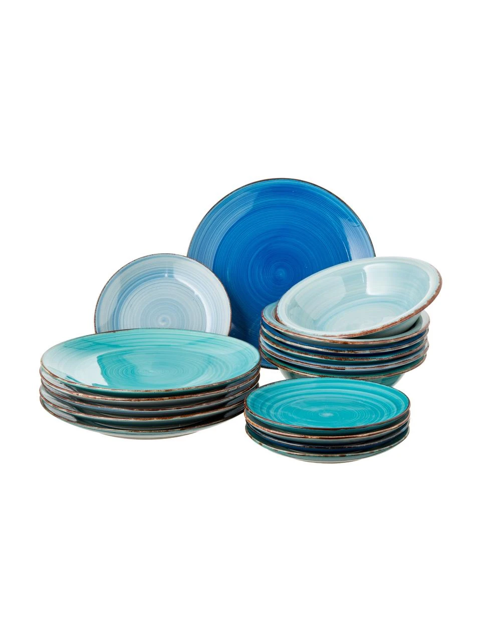 Handbemaltes Geschirr-Set Baita in Blautönen, 6 Personen (18-tlg.), Steingut (Dolomitstein), handbemalt, Blautöne, Set mit verschiedenen Größen Villa D'Este Home Tivoli Handbemaltes Geschirr-Set Baita in Blautönen, 6 Personen (18-tlg.), Set mit verschiedenen Größen -Küche Geschäft Handbemaltes Geschirr Set Baita in Blautonen 6 Personen 18 tlg