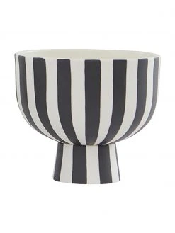OYOY Living Design Handgefertigte Obstschale Toppu in Schwarz/Weiß, Ø 13 x H 15 cm