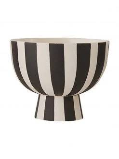OYOY Living Design Handgefertigte Obstschale Toppu in Schwarz/Weiß, Ø 13 x H 10 cm