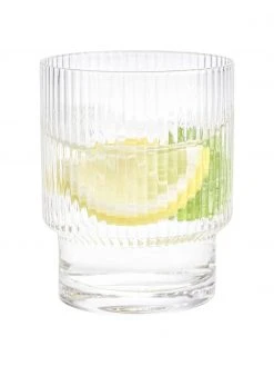 Westwing Collection Handgefertigte Wassergl&auml;ser Minna mit Rillenrelief, 4 St&uuml;ck, Ø 8 x H 10 cm, 300 ml -Küche Geschäft Handgefertigte Wasserglaser Minna mit Rillenrelief 4 Stuck 3