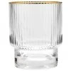 Westwing Collection Handgefertigte Wassergl&auml;ser Minna mit Rillenrelief und Goldrand, 4 St&uuml;ck, Ø 8 x H 10 cm, 300 ml