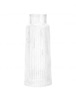 Westwing Collection Handgefertigte Wasserkaraffe Minna mit Rillenrelief, 1.1 L, Ø 10 x H 25 cm, 1.1 L