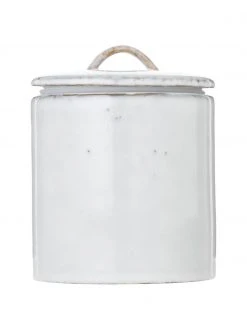 Broste Copenhagen Handgemachte Aufbewahrungsdose Nordic Sand aus Steingut, Ø 12 x H 12 cm, Ø 12 x H 12 cm, 1 L