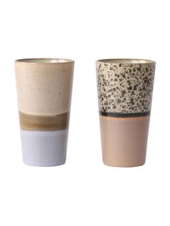 HKliving Handgemachte Becher 70's im Retro Style, 2er-Set, Ø 8 x H 13 cm, 280 ml