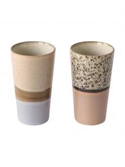 HKliving Handgemachte Becher 70's im Retro Style, 2er-Set, Ø 8 x H 13 cm, 280 ml -Küche Geschäft Handgemachte Becher 70s im Retro Style 2er Set 3