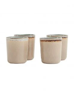 Handgemachte Becher Nomimono in Beige/Grau, 4er-Set, Ø 8 x H 10 cm, 240 ml