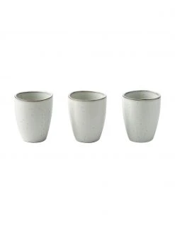 Broste Copenhagen Handgemachte Becher Nordic Sand aus Steingut, 6 Stück, Ø 8 x H 10 cm, 250 ml -Küche Geschäft Handgemachte Becher Nordic Sand aus Steingut 6 Stuck 2