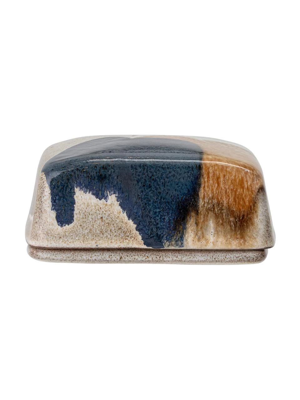 Handgemachte Butterdose Jules aus Steingut mit Farbverlauf, Steingut, Beige- und Brauntöne, Schwarz, B 14 x H 6 cm Bloomingville Handgemachte Butterdose Jules aus Steingut mit Farbverlauf, B 14 x H 6 cm -Küche Geschäft Handgemachte Butterdose Jules aus Steingut mit Farbverlauf 3