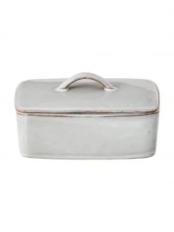 Broste Copenhagen Handgemachte Butterdose Nordic Sand aus Steingut, B 15 x H 6 x T 12 cm