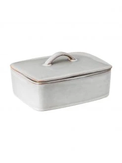 Broste Copenhagen Handgemachte Butterdose Nordic Sand aus Steingut, B 15 x H 6 x T 12 cm -Küche Geschäft Handgemachte Butterdose Nordic Sand aus Steingut 3