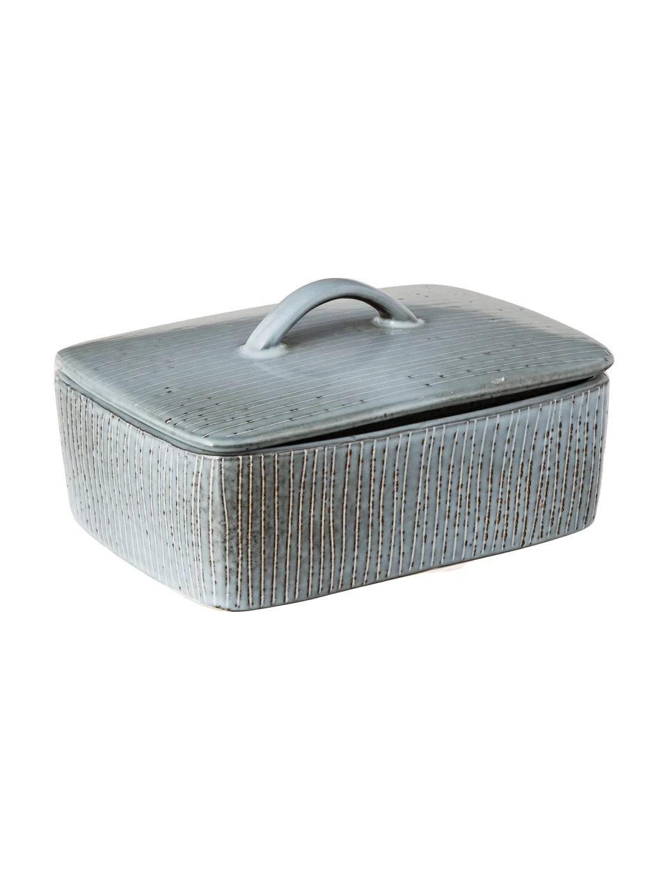 Handgemachte Butterdose Nordic Sea aus Steingut, Steingut, Grau- und Blautöne, B 15 x H 6 x T 12 cm Broste Copenhagen Handgemachte Butterdose Nordic Sea aus Steingut, B 15 x H 6 x T 12 cm -Küche Geschäft Handgemachte Butterdose Nordic Sea aus Steingut
