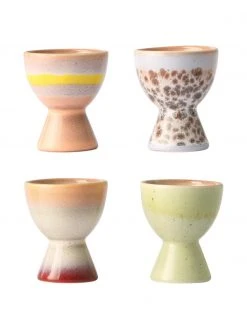 HKliving Handgemachte Eierbecher 70's im Retro Style, 4-Set, Ø 5 x H 6 cm