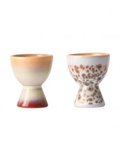 HKliving Handgemachte Eierbecher 70's im Retro Style, 4-Set, Ø 5 x H 6 cm -Küche Geschäft Handgemachte Eierbecher 70s im Retro Style 4 Set 4