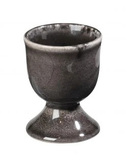 Broste Copenhagen Handgemachte Eierbecher Nordic Coal aus Steingut, 4 Stück, Ø 5 x H 6 cm